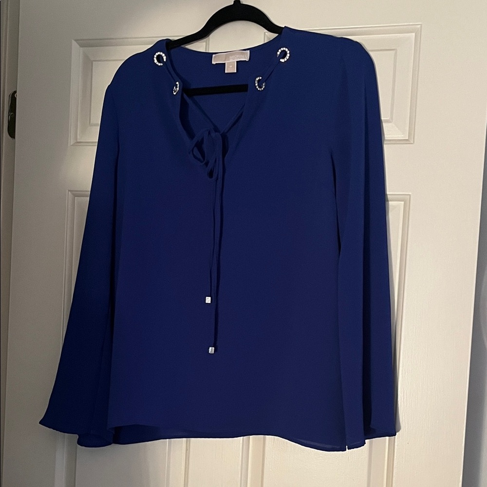 Michael Kors Royal Blue Blouse with Grommet Details